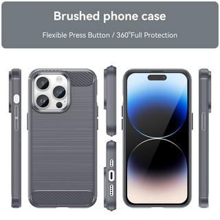 Cadorabo  Hülle für Apple iPhone 14 PRO TPU Silikon Edelstahl-Karbonfaser Optik 