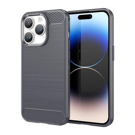 Cadorabo  Hülle für Apple iPhone 14 PRO TPU Silikon Edelstahl-Karbonfaser Optik 