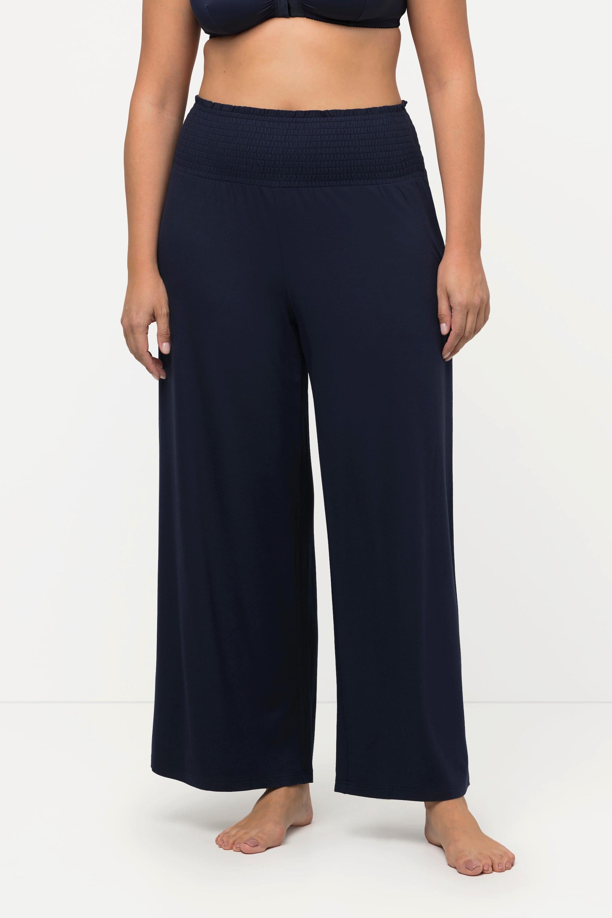 Ulla Popken  Pantalon Marlene à jambe large et taille élastique 