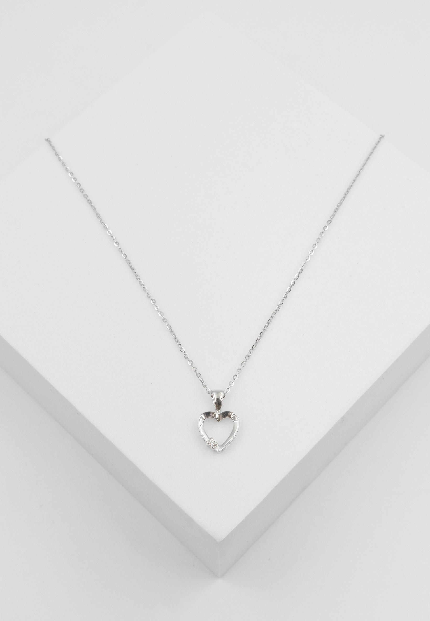 MUAU Schmuck  Pendentif coeur or blanc 750 diamant 0,02ct. 14x9mm 