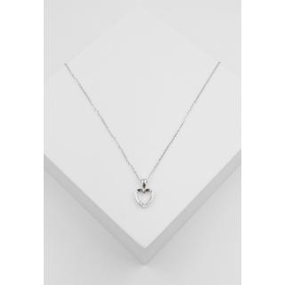 MUAU Schmuck  Pendentif coeur or blanc 750 diamant 0,02ct. 14x9mm 