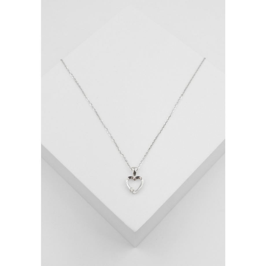 MUAU Schmuck  Anhänger Herz Weissgold 750 Diamant 0.02ct. 14x9mm 