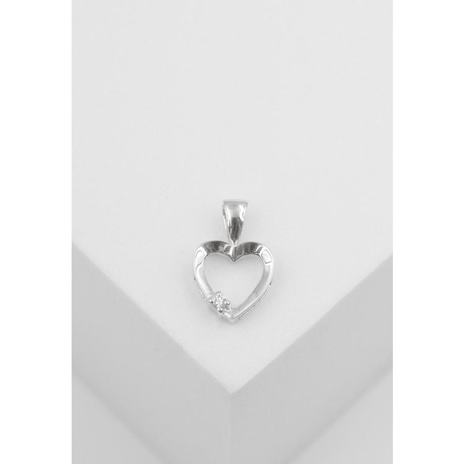 MUAU Schmuck  Anhänger Herz Weissgold 750 Diamant 0.02ct. 14x9mm 