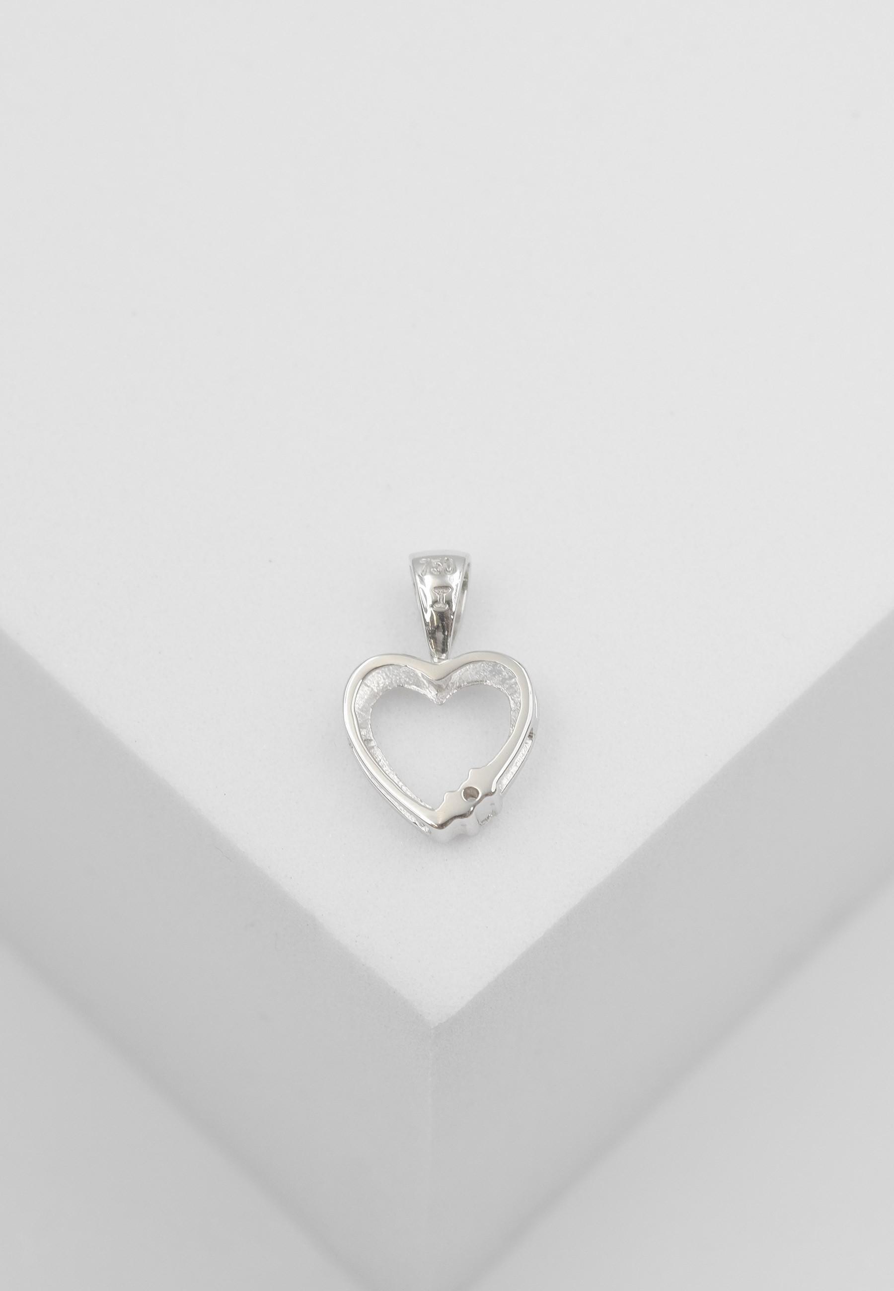 MUAU Schmuck  Pendentif coeur or blanc 750 diamant 0,02ct. 14x9mm 