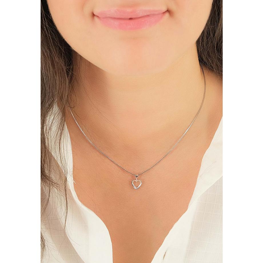 MUAU Schmuck  Anhänger Herz Weissgold 750 Diamant 0.02ct. 14x9mm 