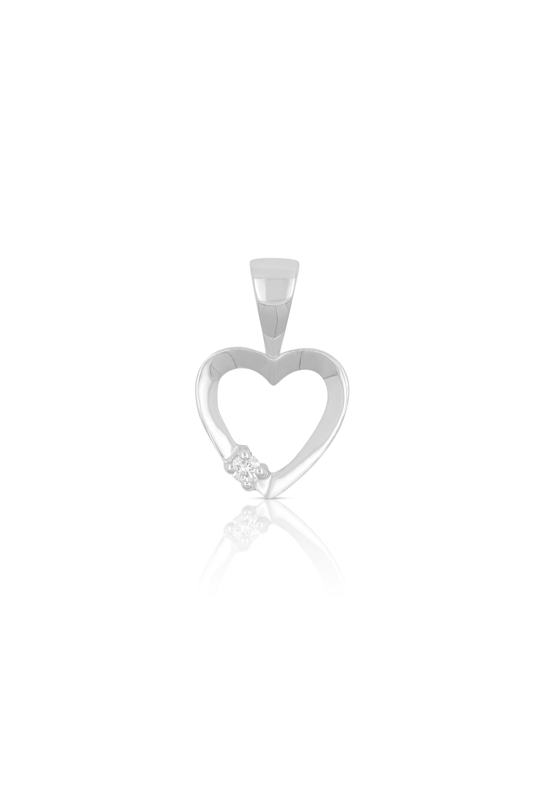 MUAU Schmuck  Pendentif coeur or blanc 750 diamant 0,02ct. 14x9mm 