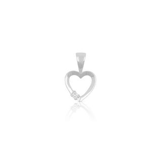 MUAU Schmuck  Pendentif coeur or blanc 750 diamant 0,02ct. 14x9mm 