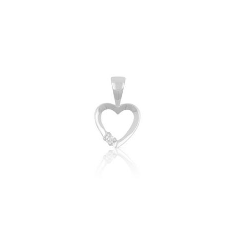 MUAU Schmuck  Anhänger Herz Weissgold 750 Diamant 0.02ct. 14x9mm 