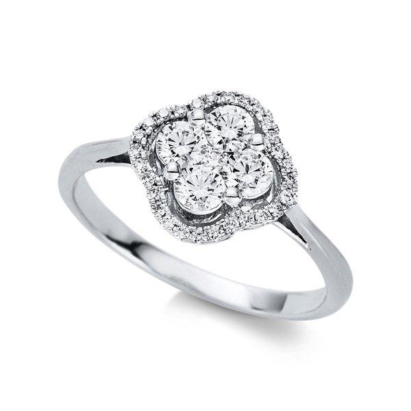 Image of Verlobungsring 750/18k Weissgold Diamant 0.57ct. Damen Silber 54