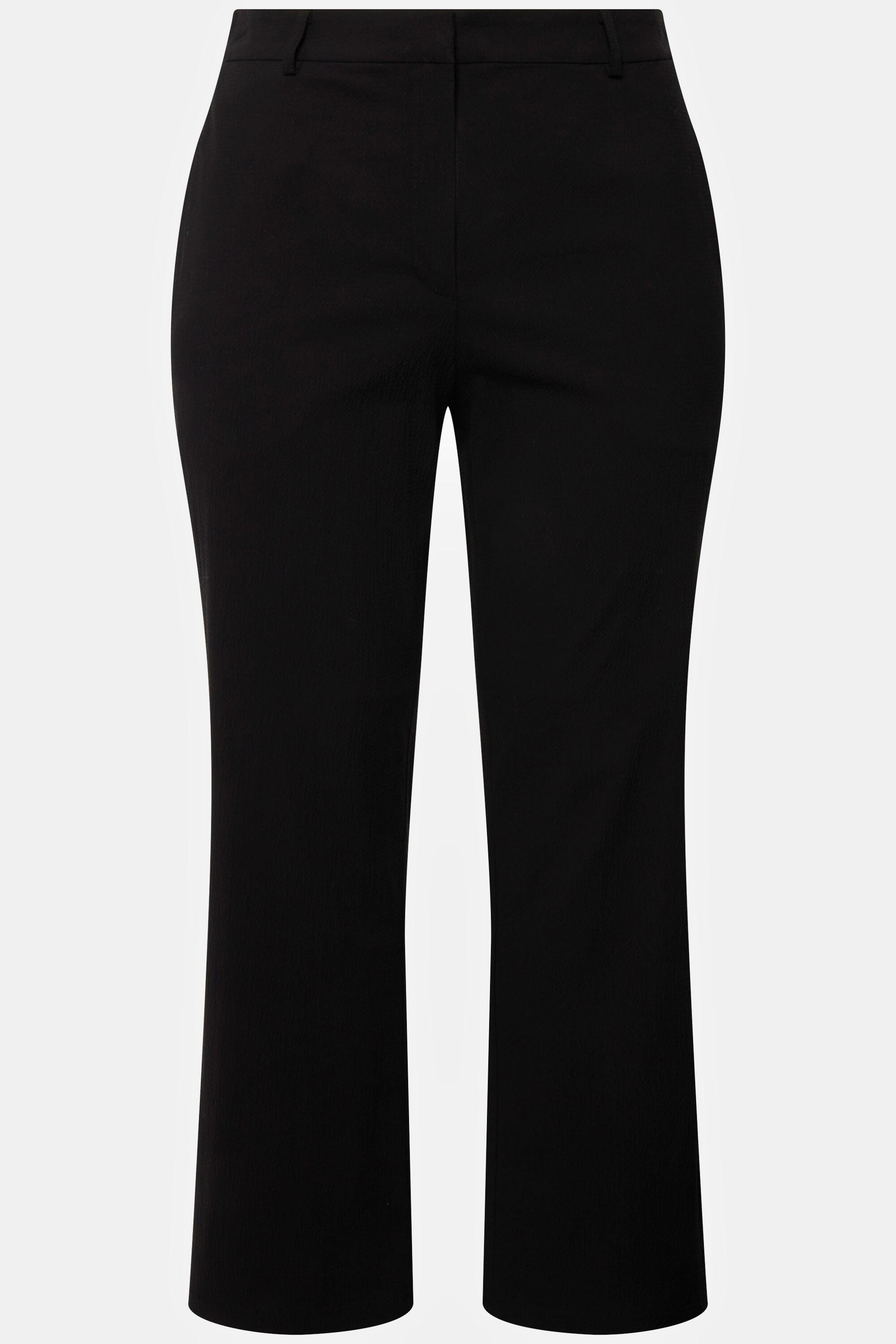 Ulla Popken  Pantalon droit 7/8 Mandy à ceinture élastique, matière gaufrée 