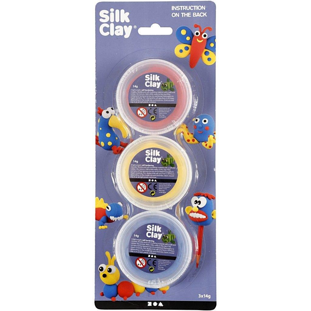 Creativ Company  Silk Clay Pâte à modeler 14 g Bleu, Rouge, Jaune 3 pièce(s) 