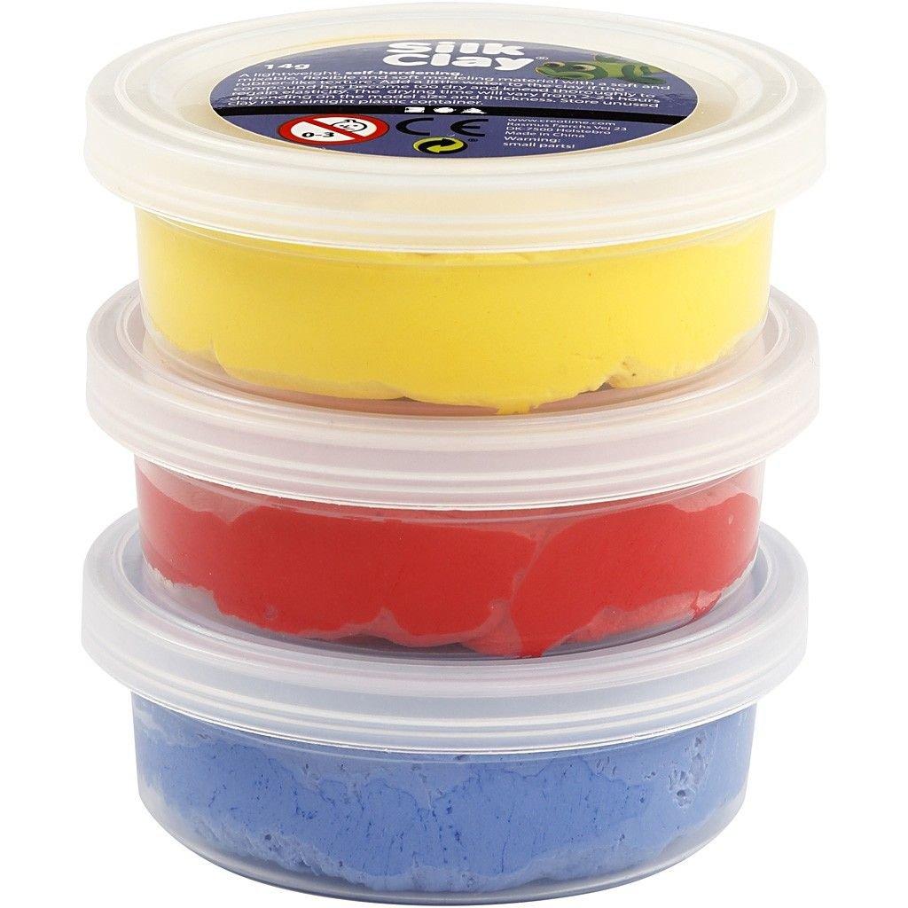 Creativ Company  Silk Clay Pâte à modeler 14 g Bleu, Rouge, Jaune 3 pièce(s) 