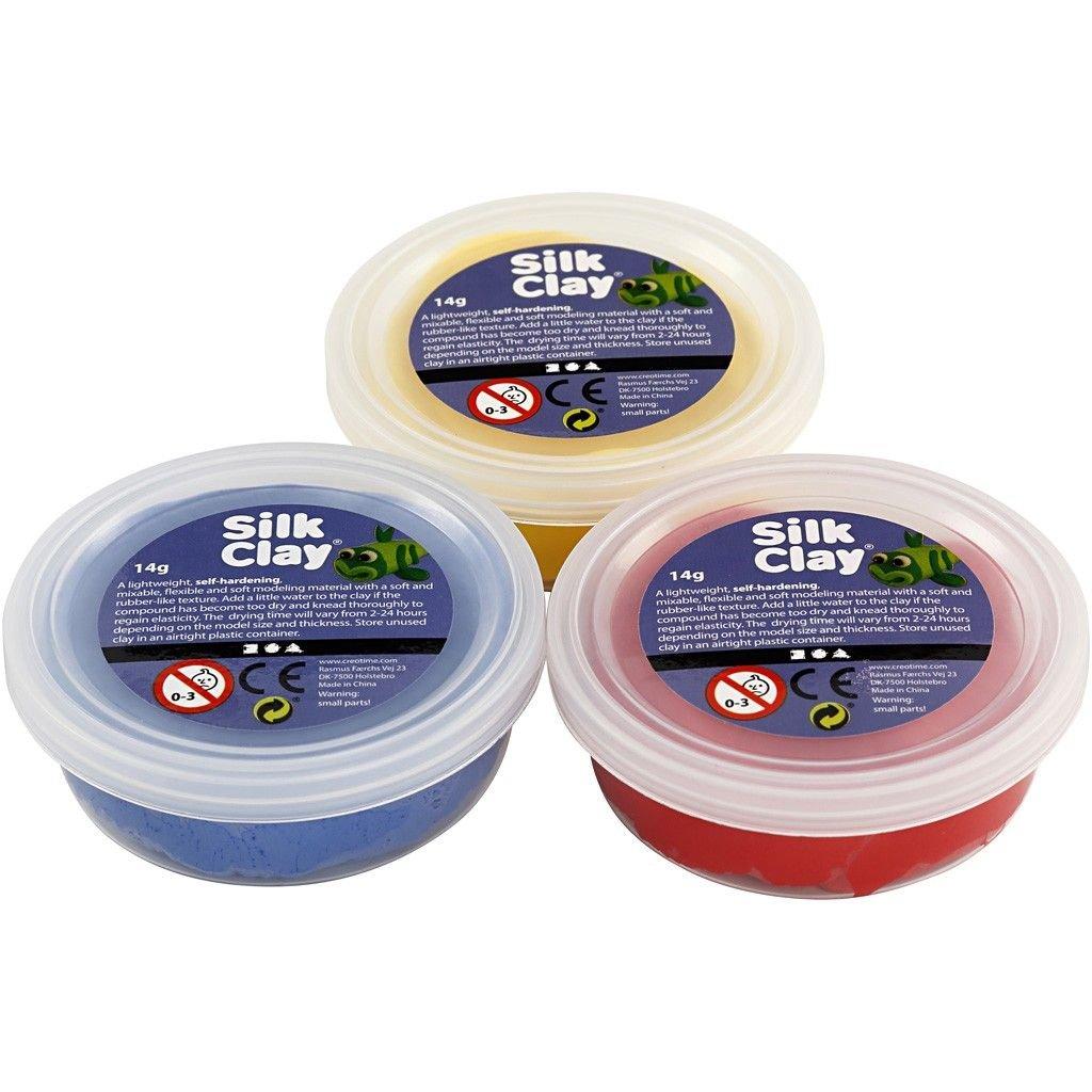 Creativ Company  Silk Clay Pâte à modeler 14 g Bleu, Rouge, Jaune 3 pièce(s) 