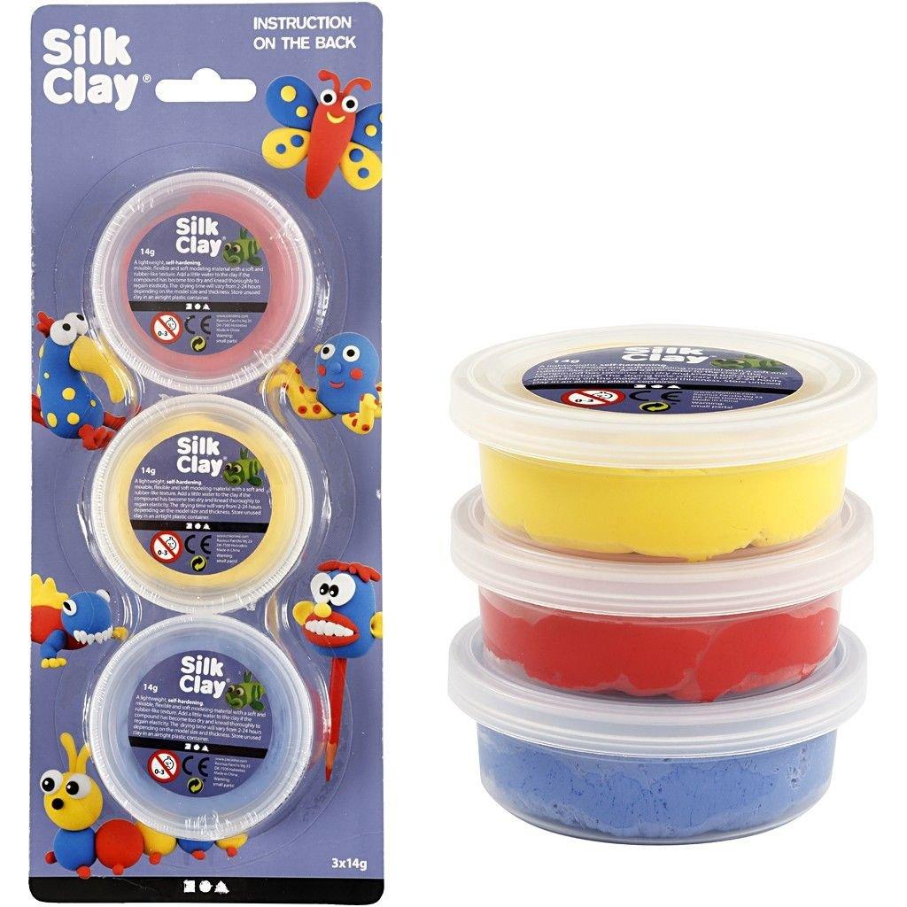 Creativ Company  Silk Clay Pâte à modeler 14 g Bleu, Rouge, Jaune 3 pièce(s) 