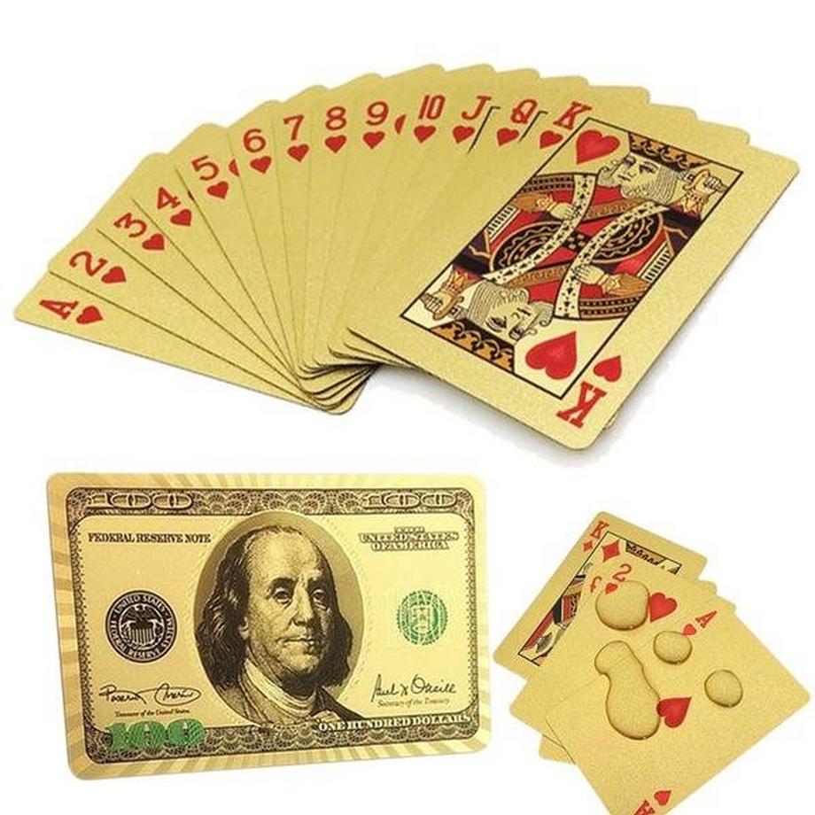 Cartes à jouer - Jeu de cartes plaqué or 24 carats, USD