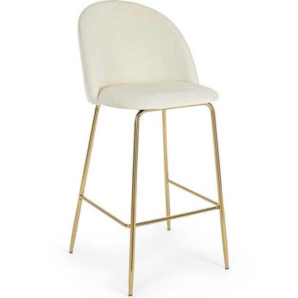 mutoni Tabouret de bar Carry velours blanc  