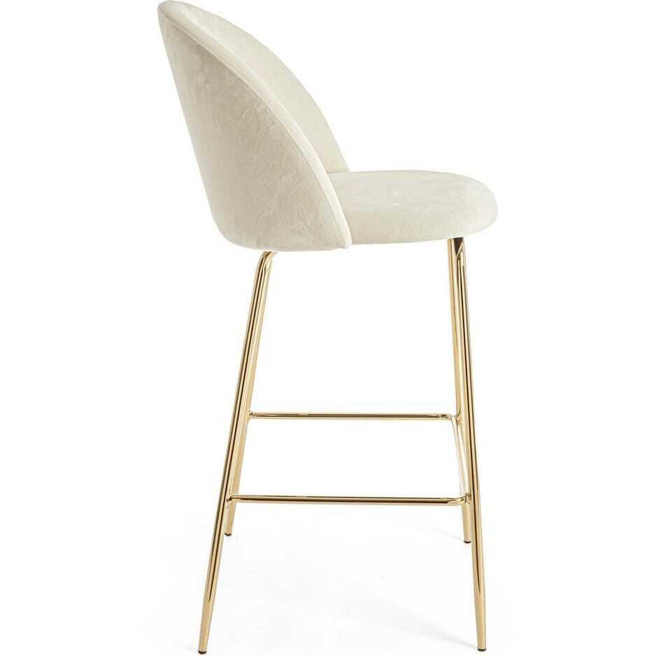 mutoni Tabouret de bar Carry velours blanc  