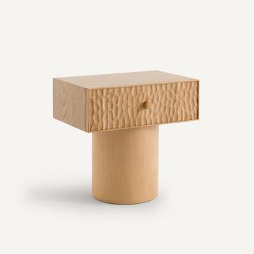 Nachttisch aus massiver Eiche und Eichenfurnier