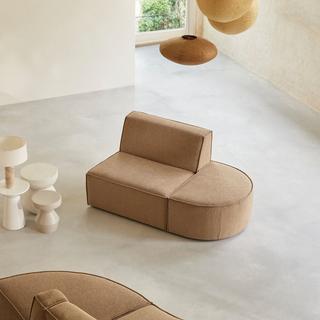 Tikamoon Fauteuil lounge modulable en tissu camel Dario  