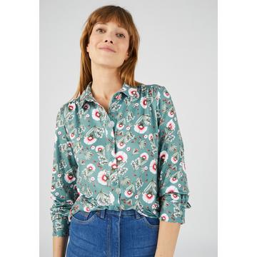 Warme Strickbluse mit Blumen oder geometrischen Mustern