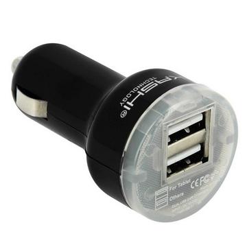 Chargeur voiture Akashi 2 USB 2.4A Noir