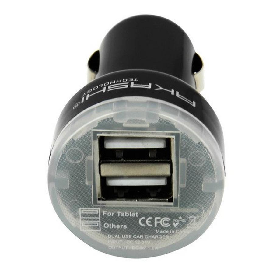 Akashi  Chargeur voiture Akashi 2 USB 2.4A Noir 