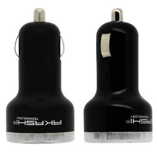 Akashi  Chargeur voiture Akashi 2 USB 2.4A Noir 