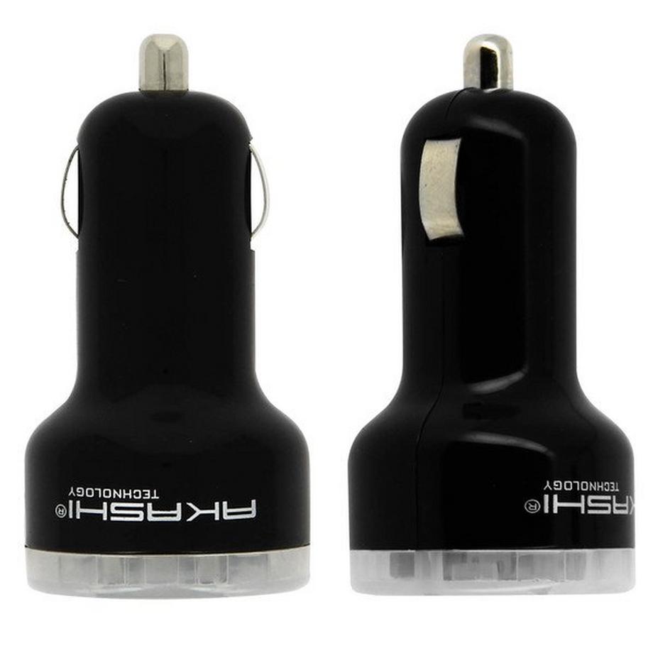 Akashi  Chargeur voiture Akashi 2 USB 2.4A Noir 
