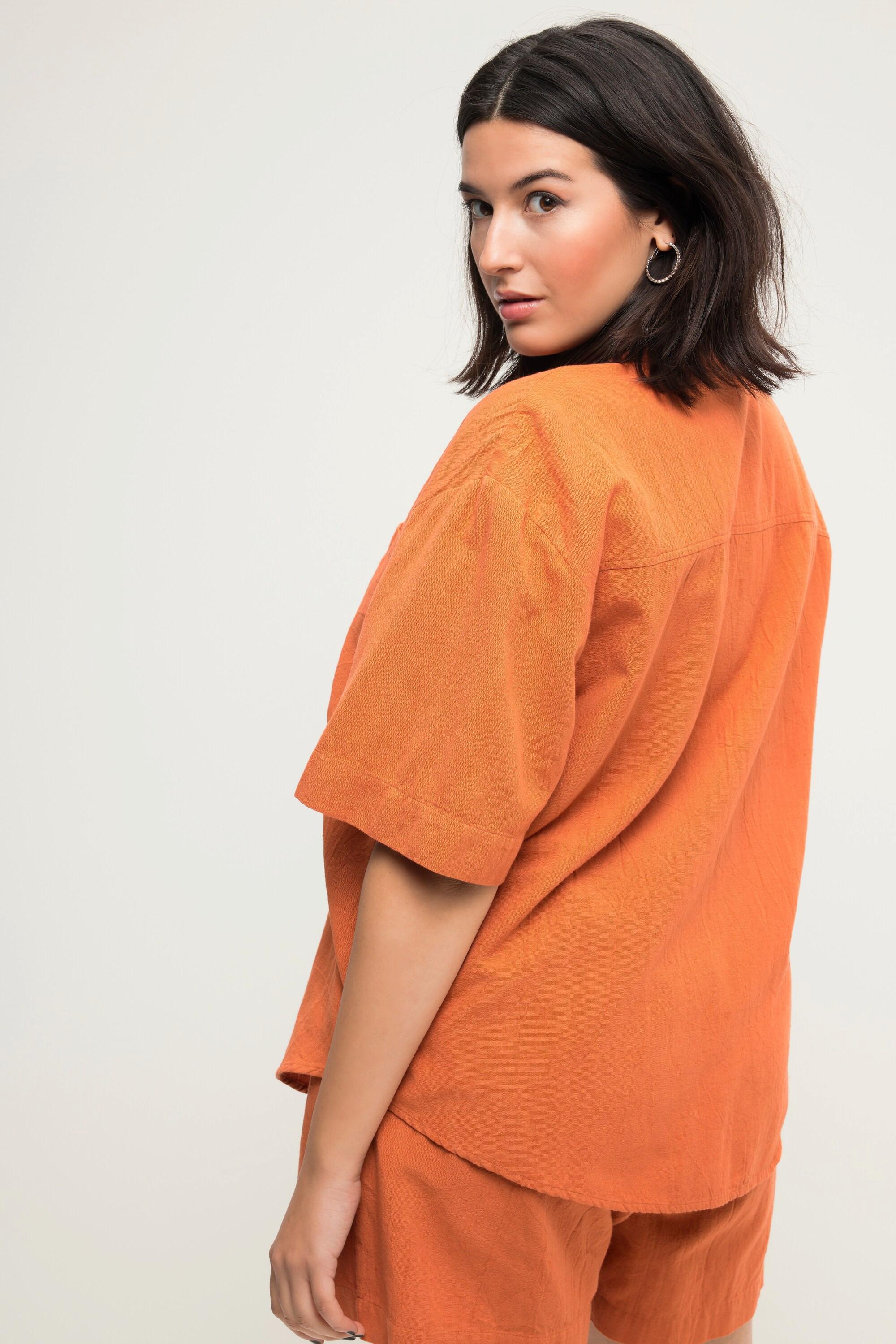 Studio Untold  Blusa dal taglio oversize in misto lino con collo da camicia e mezze maniche 