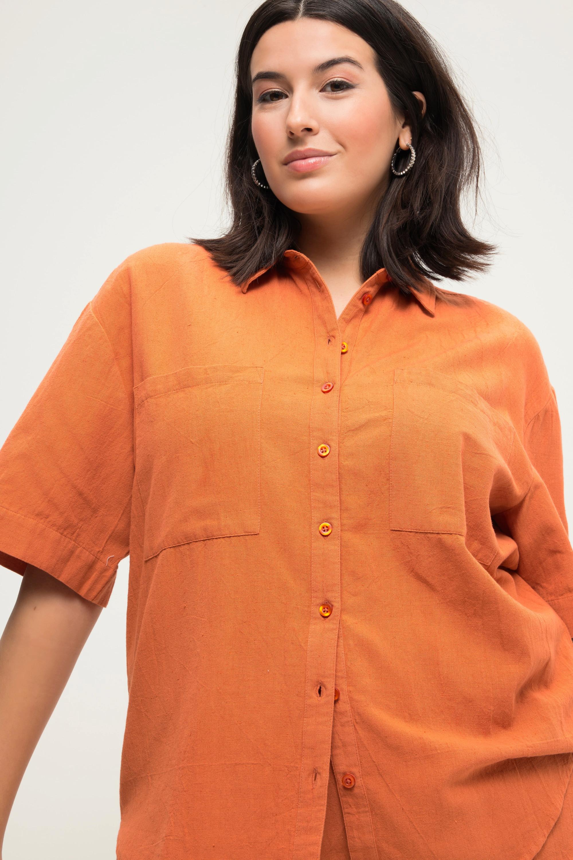 Studio Untold  Blusa dal taglio oversize in misto lino con collo da camicia e mezze maniche 