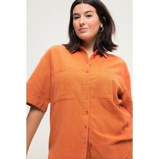 Studio Untold  Blusa dal taglio oversize in misto lino con collo da camicia e mezze maniche 