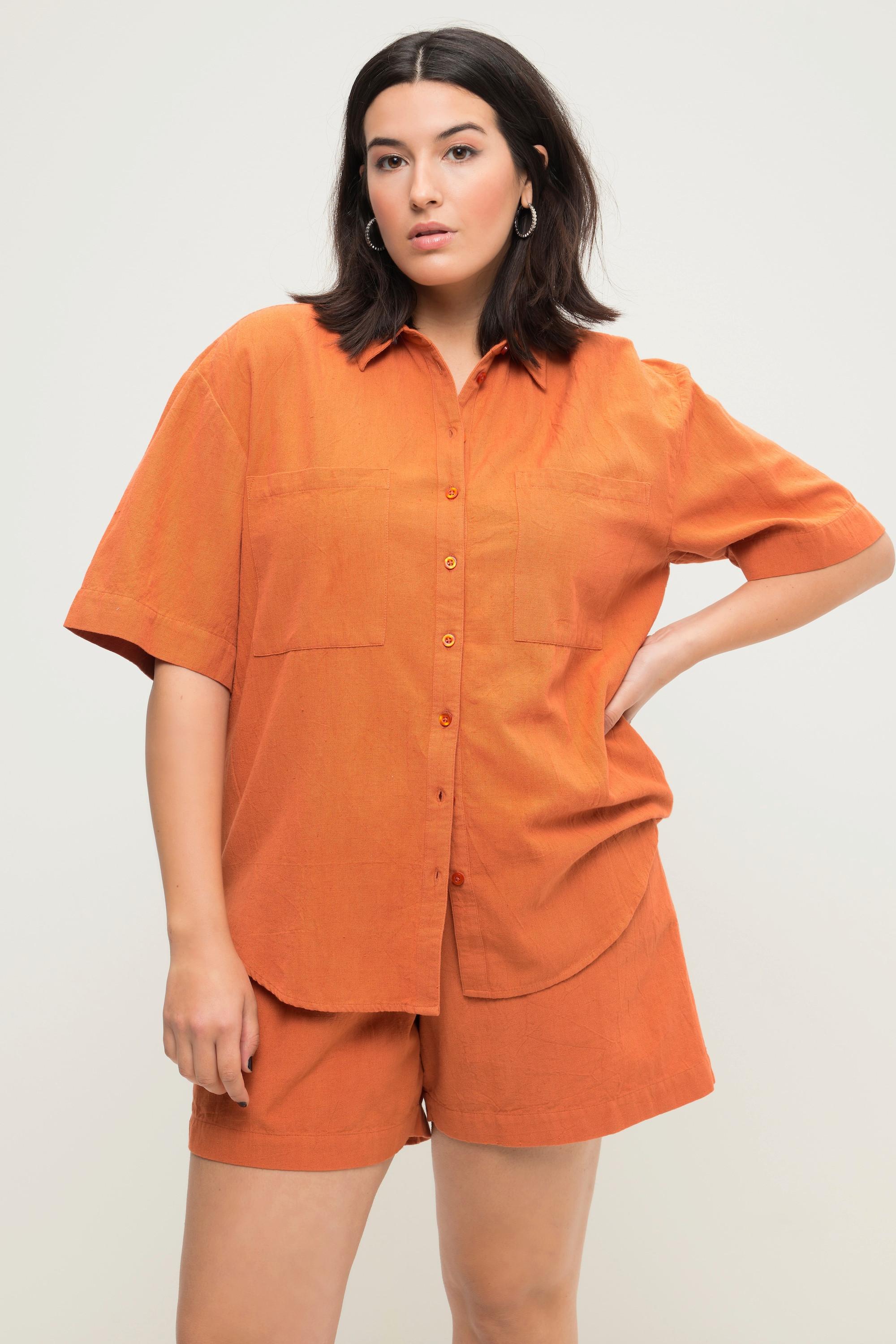 Studio Untold  Blusa dal taglio oversize in misto lino con collo da camicia e mezze maniche 