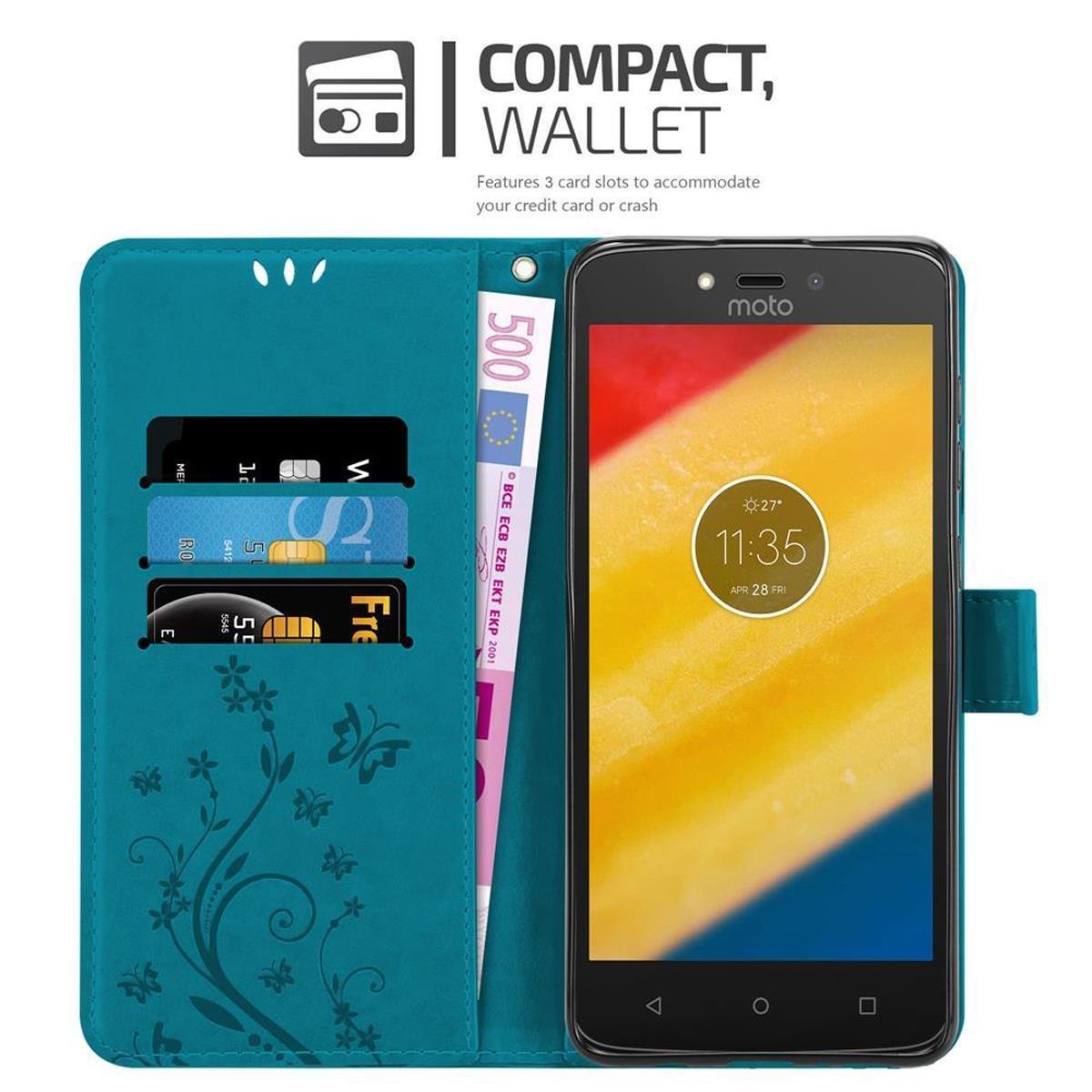 Cadorabo  Hülle für Motorola MOTO C PLUS Blumen Design Magnetverschluss 