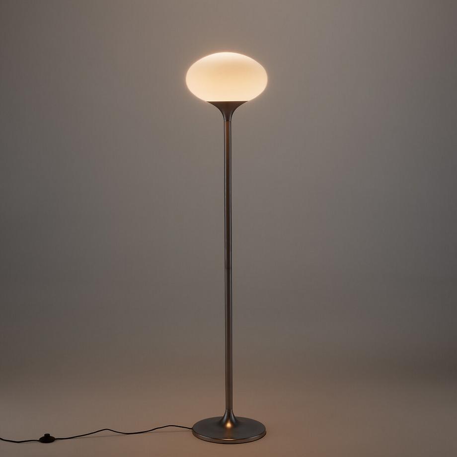 La Redoute Intérieurs Lampadaire métal fer chrome et opaline  