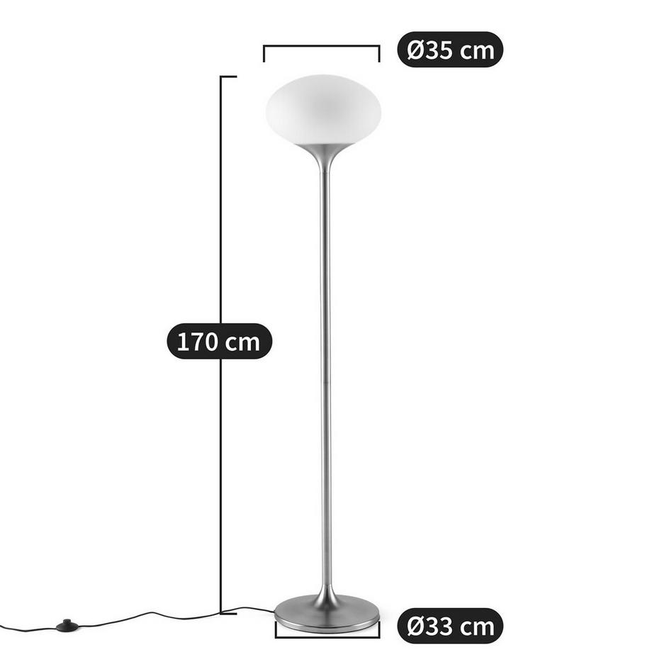 La Redoute Intérieurs Lampadaire métal fer chrome et opaline  