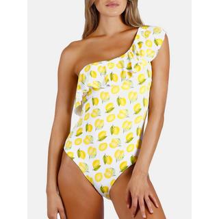 Admas Costume da bagno intero asimmetrico con rouches Lemons  