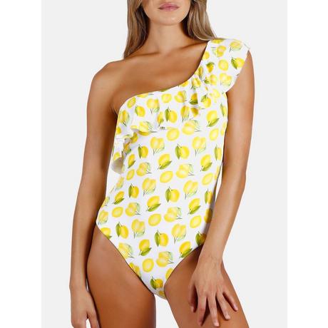 Admas Costume da bagno intero asimmetrico con rouches Lemons  