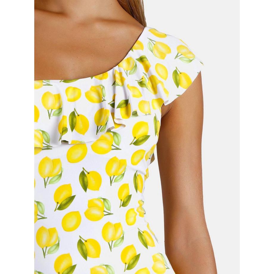 Admas Costume da bagno intero asimmetrico con rouches Lemons  