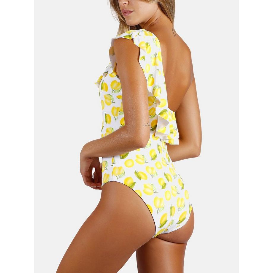 Admas Costume da bagno intero asimmetrico con rouches Lemons  