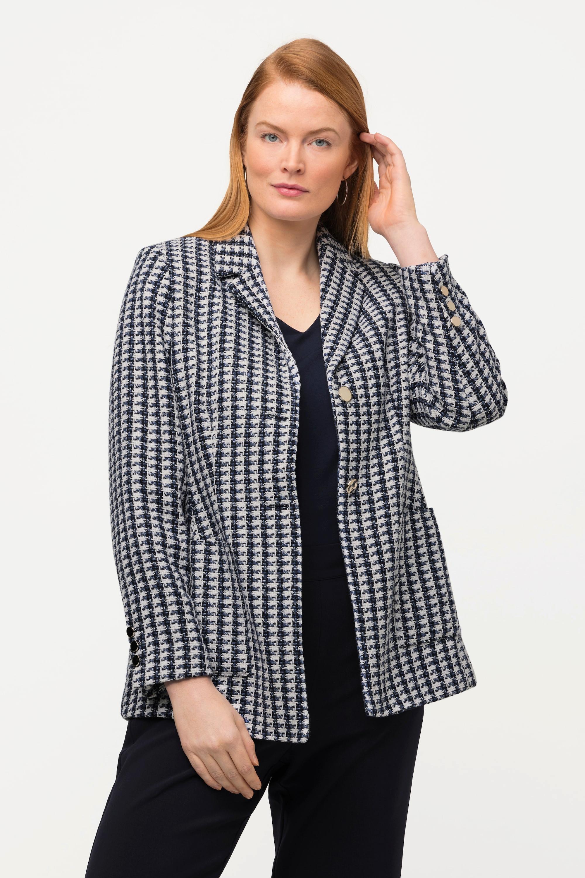 Ulla Popken  Blazer, légèrement cintré, col à revers, maille bouclée 