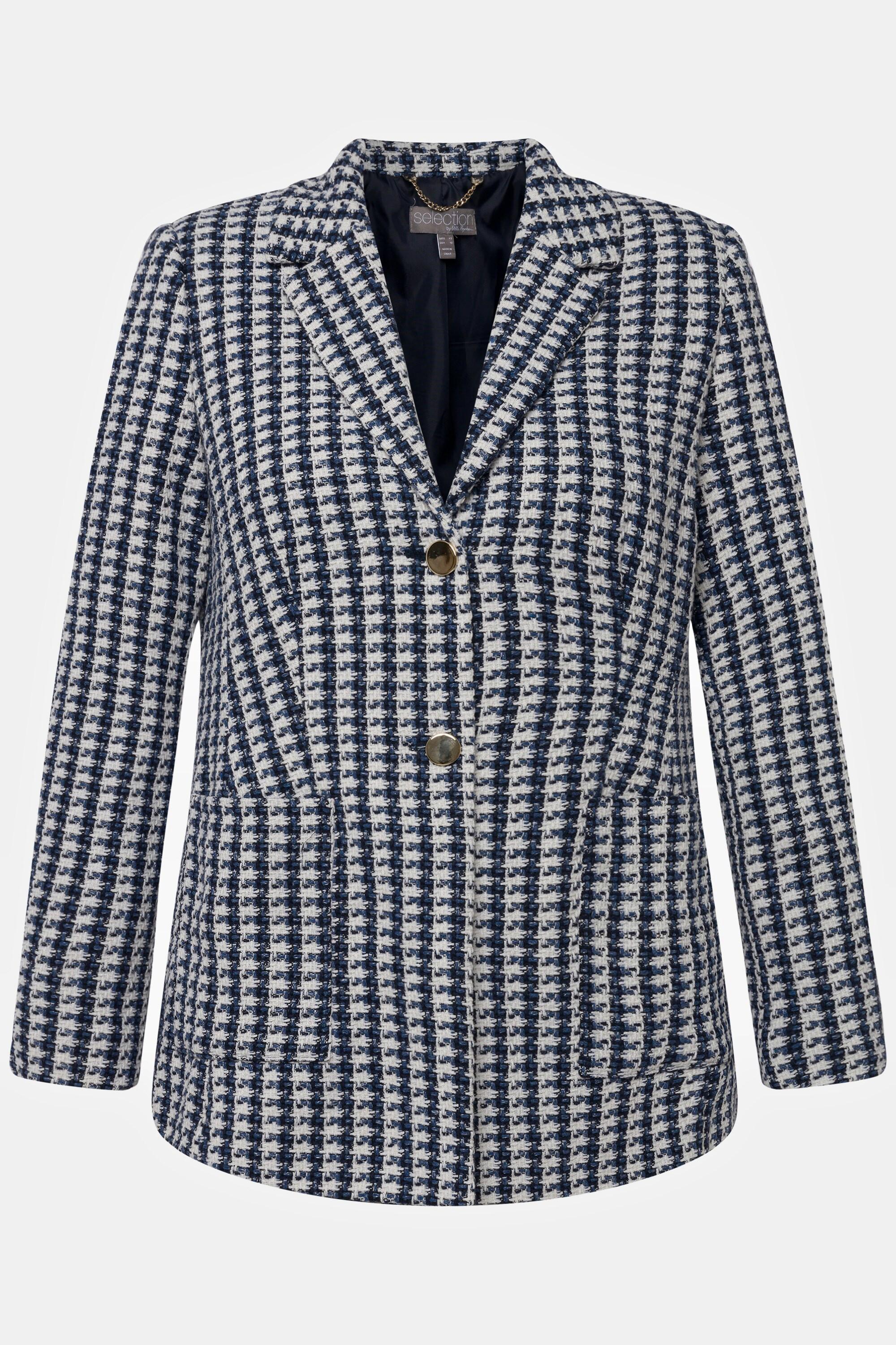 Ulla Popken  Blazer, légèrement cintré, col à revers, maille bouclée 