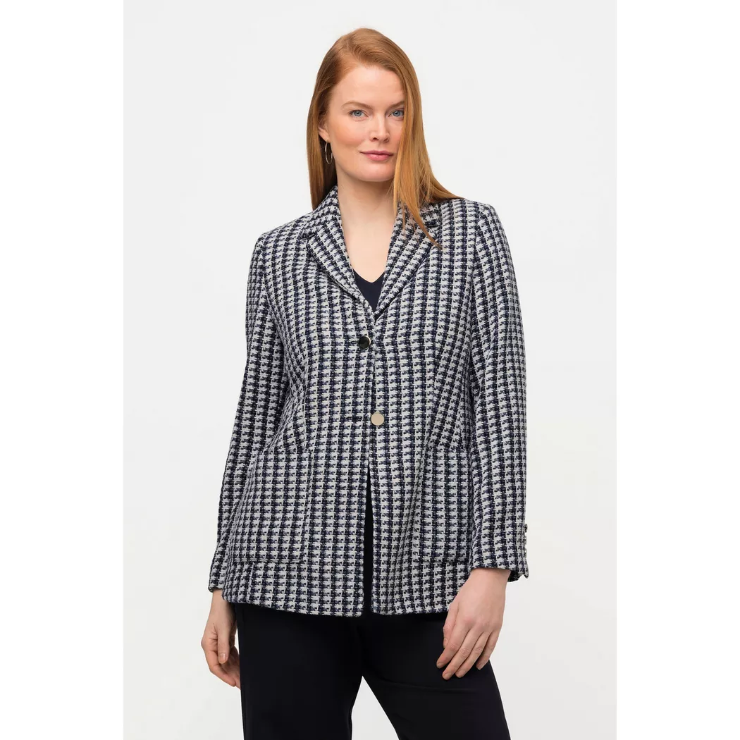 Ulla Popken - Blazer, leicht tailliert, Reverskragen, Bouclé, für Damen, Aquamarine, Größe 44