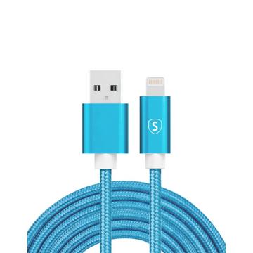 Câble USB vers Lightning, 2,4 A, 2 m, nylon – Bleu