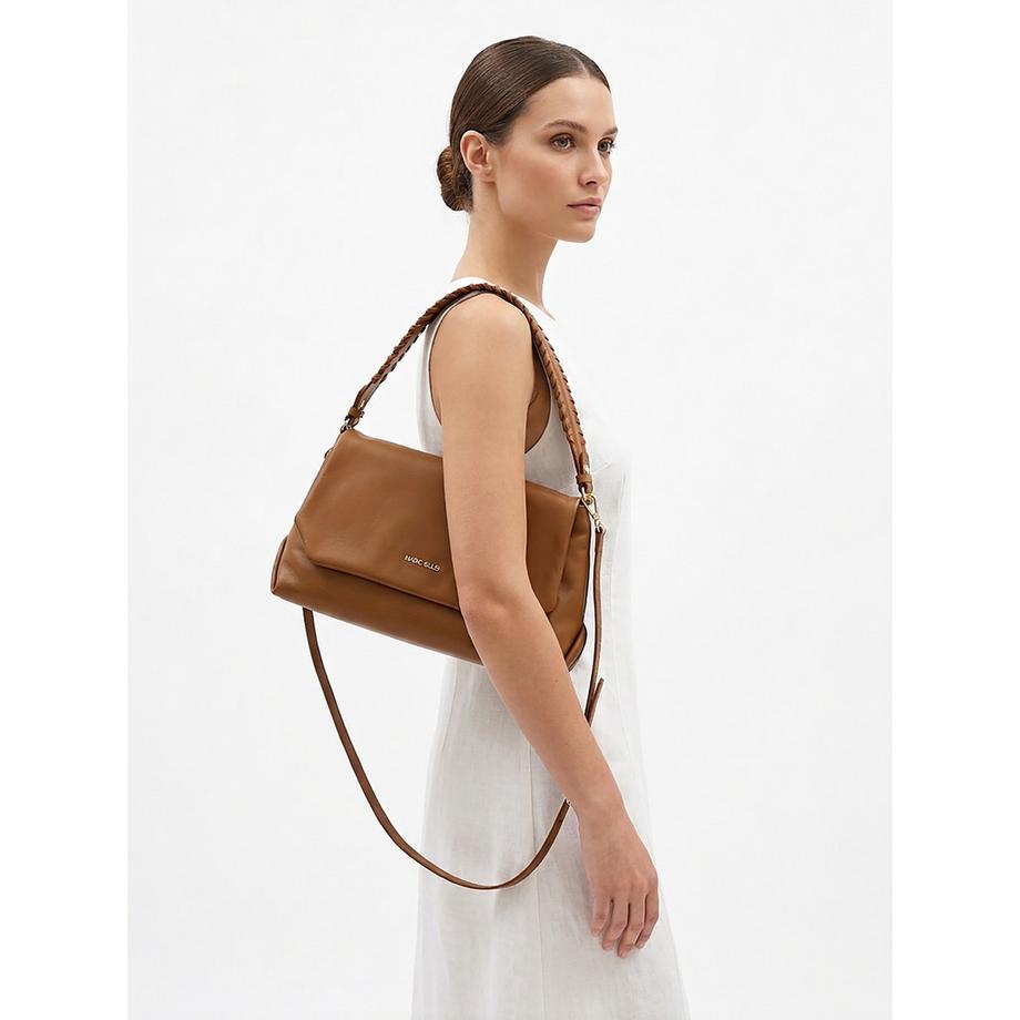 Marc Ellis Schultertasche mit geflochtenem Griff  