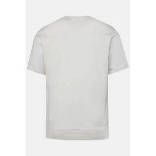 JP1880  T-shirt Henley ventre confort, manches courtes et col rond blanc cassé 