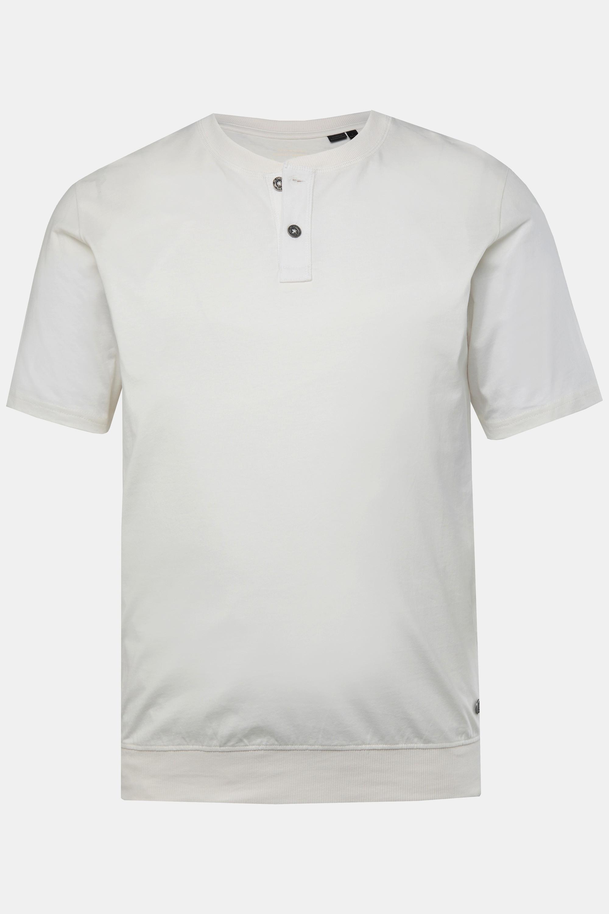 JP1880  T-shirt Henley ventre confort, manches courtes et col rond blanc cassé 