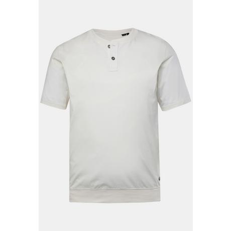 JP1880  T-shirt Henley ventre confort, manches courtes et col rond blanc cassé 