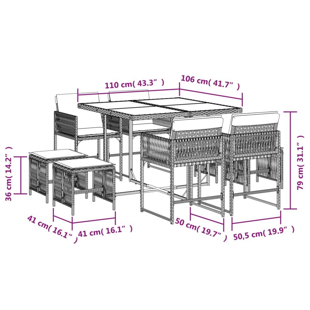 VidaXL set da pranzo da giardino Polirattan  