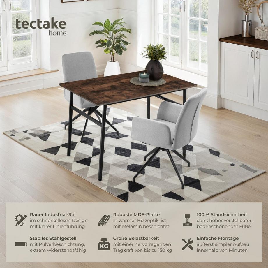 Tectake Table de salle à manger SWANSEA style industriel  