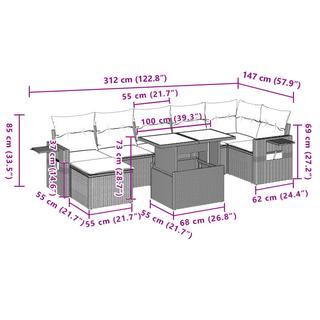 VidaXL Garten sofagarnitur poly-rattan  